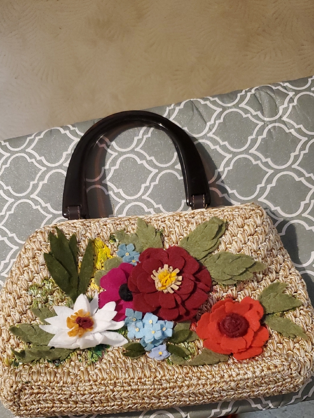 Liz Claiborne Purse With Hand Made Flowers